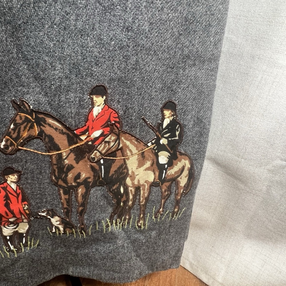 Vintage 70's Bettmaar Artwear Equestrian Fox Hunt Wool Wrap Maxi Skirt Grey 12 - Picture 6 of 13
